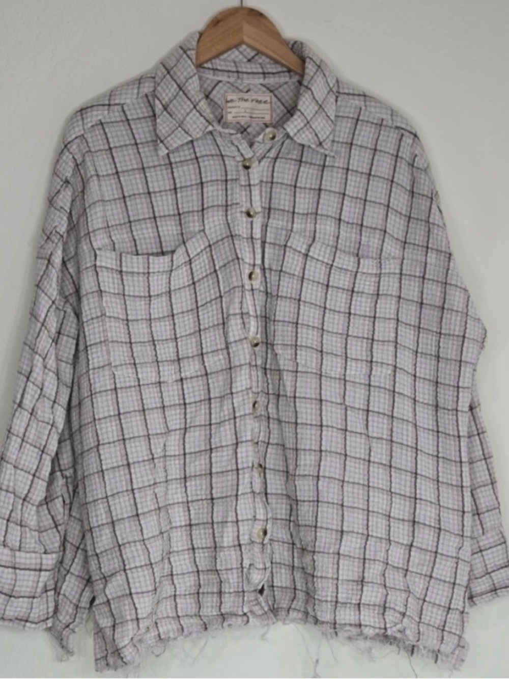 Free People We The Free Cardiff Plaid Tunic Shirt Top 
Print Buttondown Size L